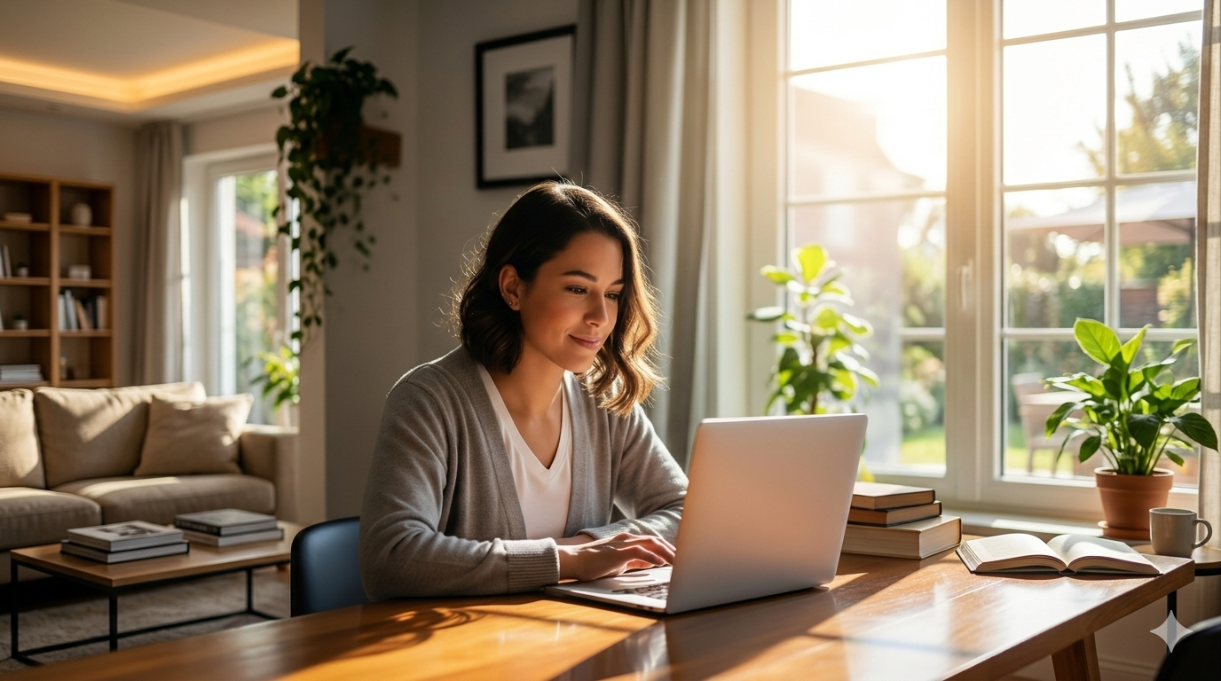 Vrouw aan laptop